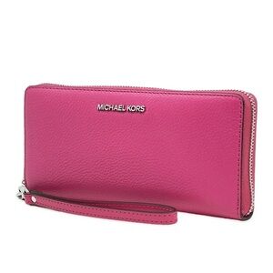*BRAND NEW* Michael Kors Jet Set Travel Wallet Hot Pink Leather Wristlet Clutch!